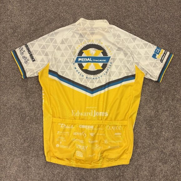Primal Men's Cycling Full Zip Jersey Size M White Yellow Pedal The Cause EUC - Picture 7 of 14